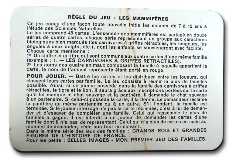 Regle du jeu mammif res